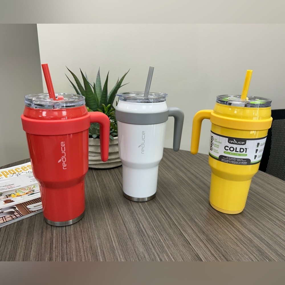 REDUCE 40 oz Insulated Cold1 Tumbler Set - Coral, White, Yellow